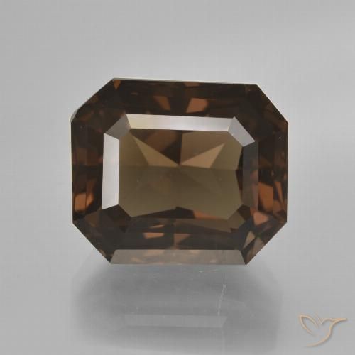 8.66ct Naturale ombra marrone Quarzo fumè, Taglio smeraldo, VVS-VS