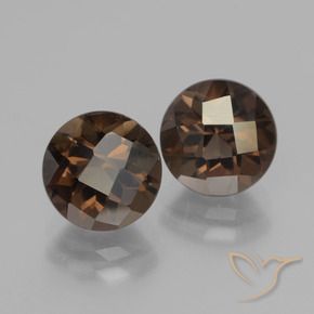 Gemme di Quarzo fumé Marrone scuro naturale da 4.13 ct, Rotondo, VVS-VS