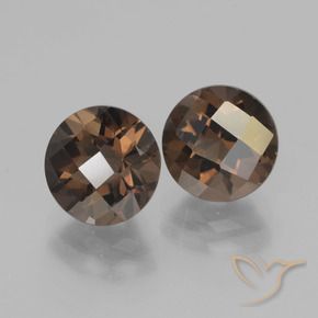 Gemme di Quarzo fumé Marrone medio naturale da 3.85 ct, Rotondo, VVS-VS