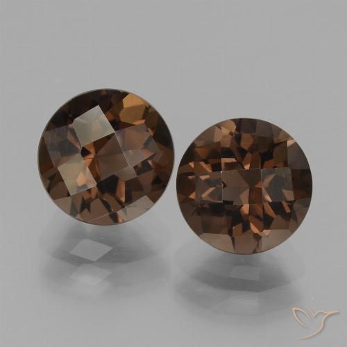 Gemme di quarzo fumé hickory brown naturale da 3,66 ct, taglio rotondo, VVS-VS