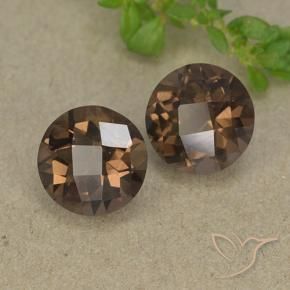 Gemme di Quarzo fumé Hickory Brown naturale da 3.27 ct, Rotondo, VVS-VS