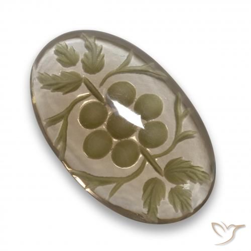 28.66ct Naturale Bianco brunastro Quarzo fumè, Ovale, Trasparente