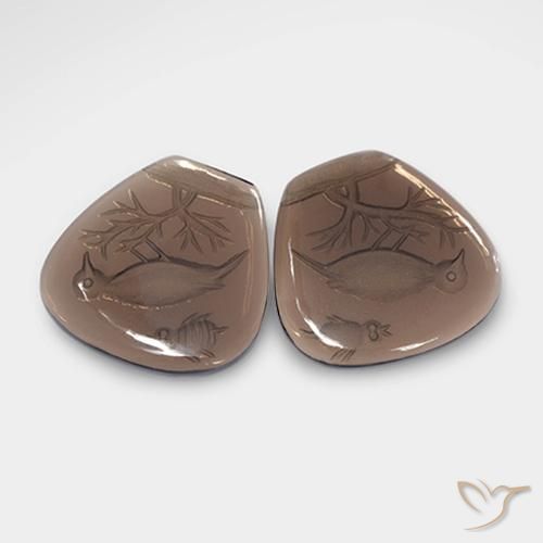 Gemme di Quarzo fumé Marrone medio naturale da 24.82 ct, Taglio a fantasia, Trasparente