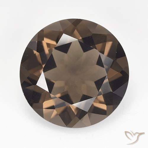 Quarzo fumé Hickory Brown naturale da 15.70 ct, Taglio rotondo, VVS-VS