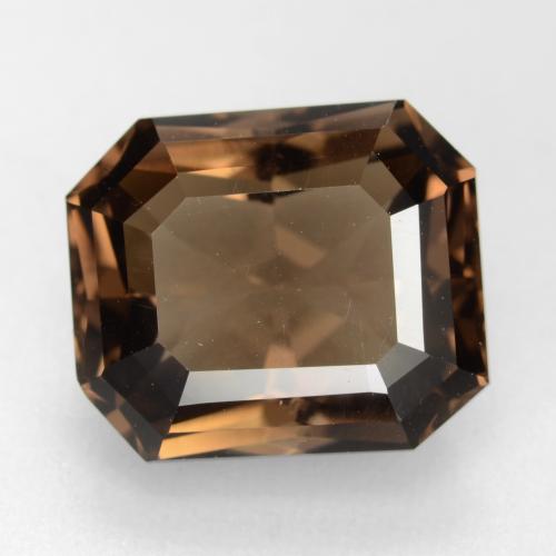 Quarzo fumé naturale marrone da 7,41 ct, taglio smeraldo, VVS-VS