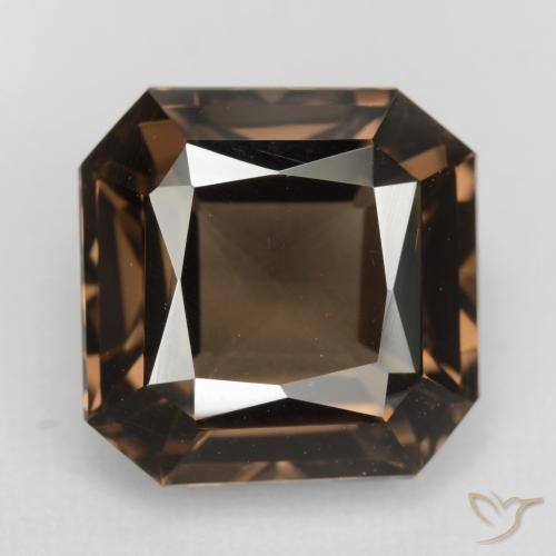 Quarzo fumé naturale marrone da 6,53 ct, taglio smeraldo, VVS