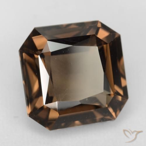 Quarzo fumé naturale marrone da 6,53 ct, taglio smeraldo, VVS