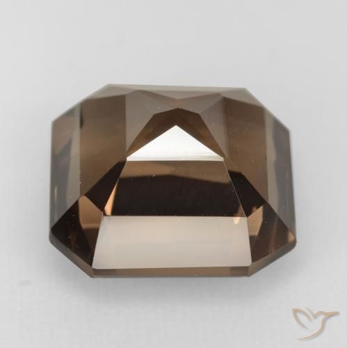 Quarzo fumé naturale marrone da 6,53 ct, taglio smeraldo, VVS