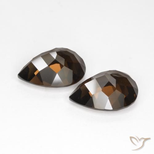 Gemme di Quarzo fumé Marrone cioccolato naturale da 12.81 ct, Forma a pera, VVS