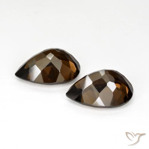 Gemme di Quarzo fumé Marrone medio naturale da 12.67 ct, Forma a pera, VVS