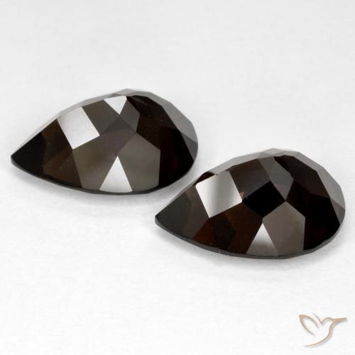 Gemme di Quarzo fumé Marrone cioccolato fondente Deep naturale da 12.39 ct, Forma a pera, VVS