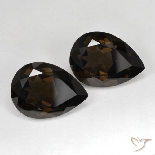 Gemme di Quarzo fumé Marrone cioccolato fondente Deep naturale da 12.60 ct, Forma a pera, VVS