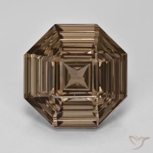 12.91ct Naturale Marrone caldo Quarzo fumè, Taglio smeraldo, VVS