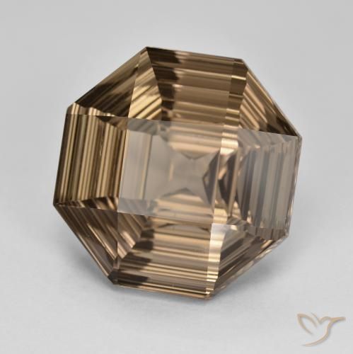 Quarzo fumé Marrone caldo naturale da 12.91 ct, Ottagonale / Taglio smeraldo, VVS