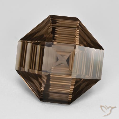 Quarzo fumé Marrone scuro naturale da 13.08 ct, Ottagonale / Taglio smeraldo, VVS
