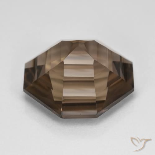 Quarzo fumé Marrone scuro naturale da 13.08 ct, Ottagonale / Taglio smeraldo, VVS