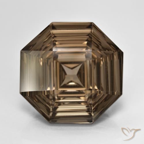 14.22ct Naturale Moka chiaro Quarzo fumè, Taglio smeraldo, VVS
