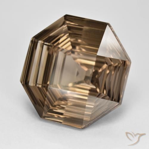 Quarzo fumé Moka chiaro naturale da 14.22 ct, Ottagonale / Taglio smeraldo, VVS