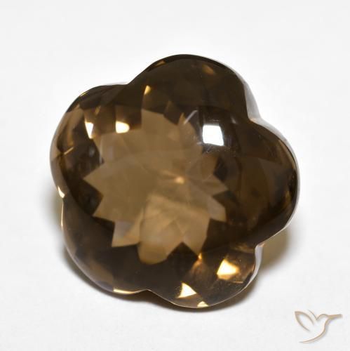 Quarzo fumé Marrone caldo naturale da 13.07 ct, Taglio a fiore, Trasparente