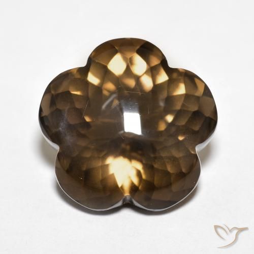 11.15ct Naturale Marrone caldo Quarzo fumé, Taglio a fiore, Trasparente