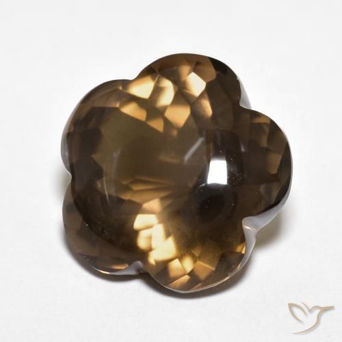 Quarzo fumé Marrone caldo naturale da 11.15 ct, Taglio a fiore, Trasparente