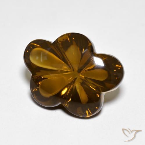 9.16ct Naturale Caramello Marrone Quarzo fumé, Taglio a fiore, Trasparente
