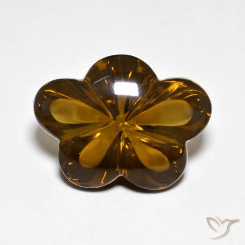 Quarzo fumé Caramello Marrone naturale da 9.16 ct, Taglio a fiore, Trasparente