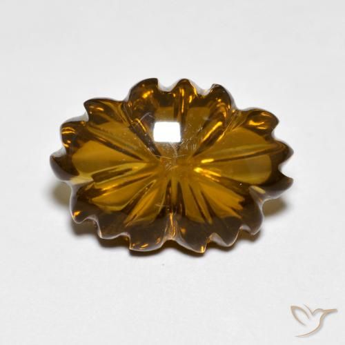 6.24ct Naturale Marrone caldo Quarzo fumé, Taglio a fiore, Trasparente