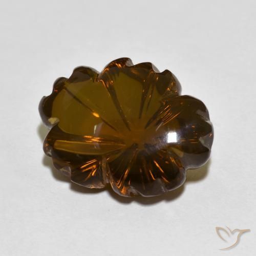 Quarzo fumé Marrone scuro naturale da 9.44 ct, Taglio a fiore, Trasparente