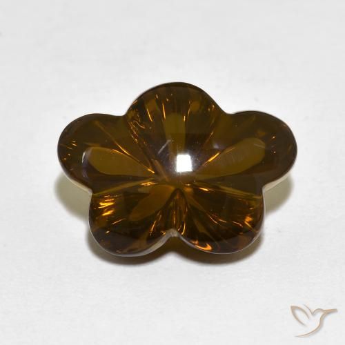 6.12ct Naturale Marrone caldo Quarzo fumé, Taglio a fiore, Trasparente