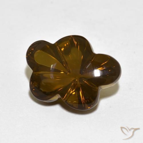 Quarzo fumé Marrone caldo naturale da 6.12 ct, Taglio a fiore, Trasparente