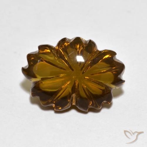 6.56ct Naturale Marrone caldo Quarzo fumé, Taglio a fiore, Trasparente