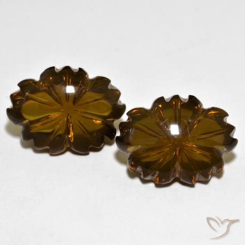 20.15ctw Naturale Marrone scuro Quarzo fumé, Taglio a fiore, Trasparente