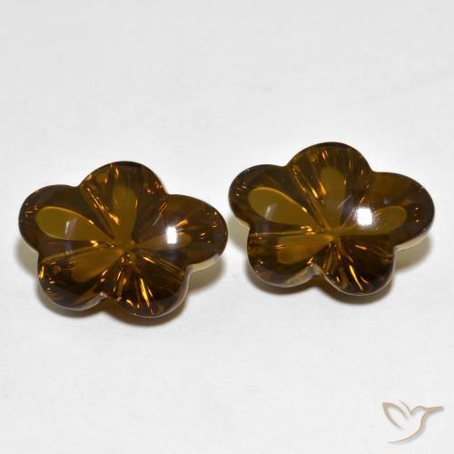 Gemme di Quarzo fumé Marrone medio-scuro naturale da 12.56 ct, Taglio a fiore, Trasparente