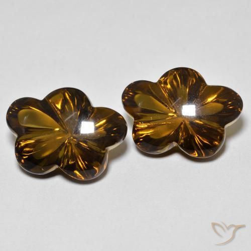 Gemme di Quarzo fumè Marrone medio-scuro naturale da 12.37 ct, Taglio a fiore, Trasparente