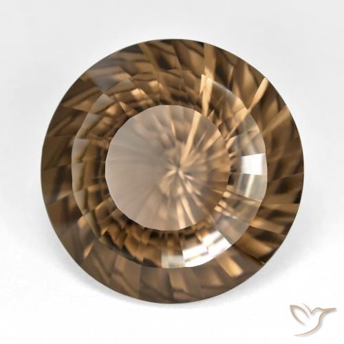 Quarzo fumé Marrone medio naturale da 15.46 ct, Rotondo, VVS-VS