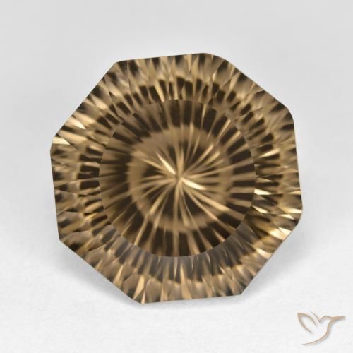 11.59ct Naturale Marrone Caffè Chiaro Quarzo fumè, Taglio smeraldo, VVS