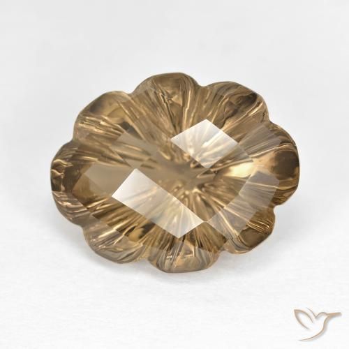 6.82ct Naturale Marrone chiaro terroso Quarzo fumé, Taglio a fiore, VVS-VS