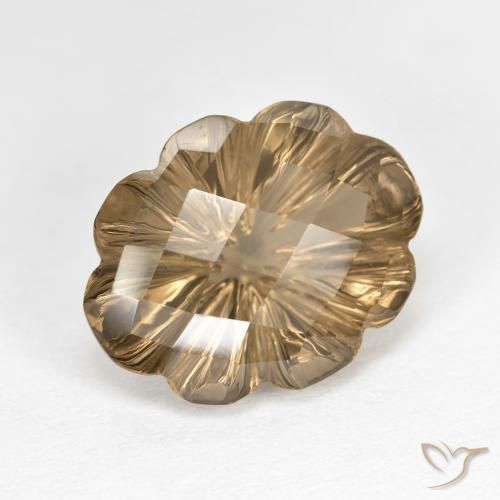 Quarzo fumé Marrone chiaro terroso naturale da 6.82 ct, Taglio a fiore, VVS-VS