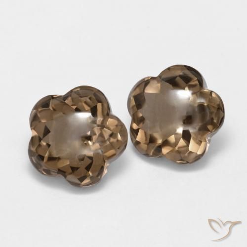 Gemme di Quarzo fumé Moka chiaro naturale da 9.94 ct, Taglio a fiore, Trasparente