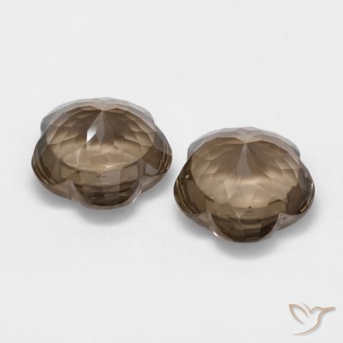 Gemme di Quarzo fumé Moka chiaro naturale da 9.94 ct, Taglio a fiore, Trasparente