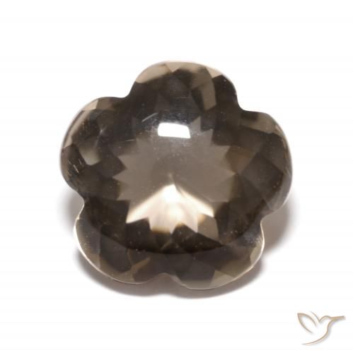 4.98ct Naturale Hickory Brown Quarzo fumé, Taglio a fiore, Trasparente