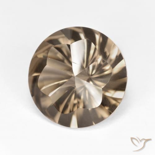 Quarzo fumé Marrone medio-chiaro naturale da 5.06 ct, Rotondo, VVS