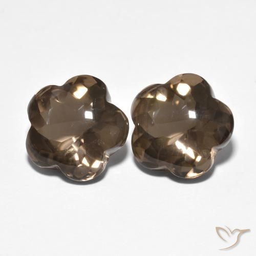 Gemme di Quarzo fumé ombra marrone naturale da 9.81 ct, Taglio a fiore, Trasparente