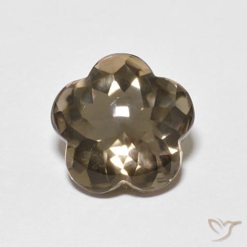 4.84ct Naturale legno marrone Wood Quarzo fumé, Taglio a fiore, Trasparente