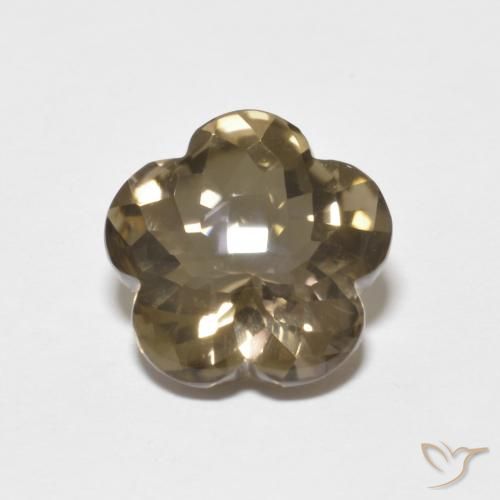 4.38ct Naturale Tortilla Marrone Chiaro Quarzo fumé, Taglio a fiore, Trasparente