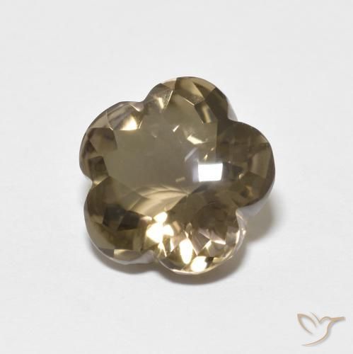 Quarzo fumé Tortilla Marrone Chiaro naturale da 4.38 ct, Taglio a fiore, Trasparente