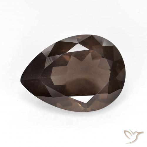 6.40ct Naturale Medium Dark-Brown Quarzo fumé, Forma a pera, VS