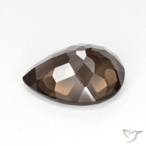 Quarzo fumé Medium Dark-Brown naturale da 6.40 ct, Forma a pera, VS