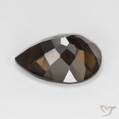 Quarzo fumé Marrone scuro naturale da 6.28 ct, Forma a pera, VVS